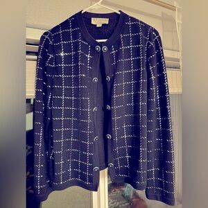 St. John Evening by Marie Gray navy sweater with paillettes size 12